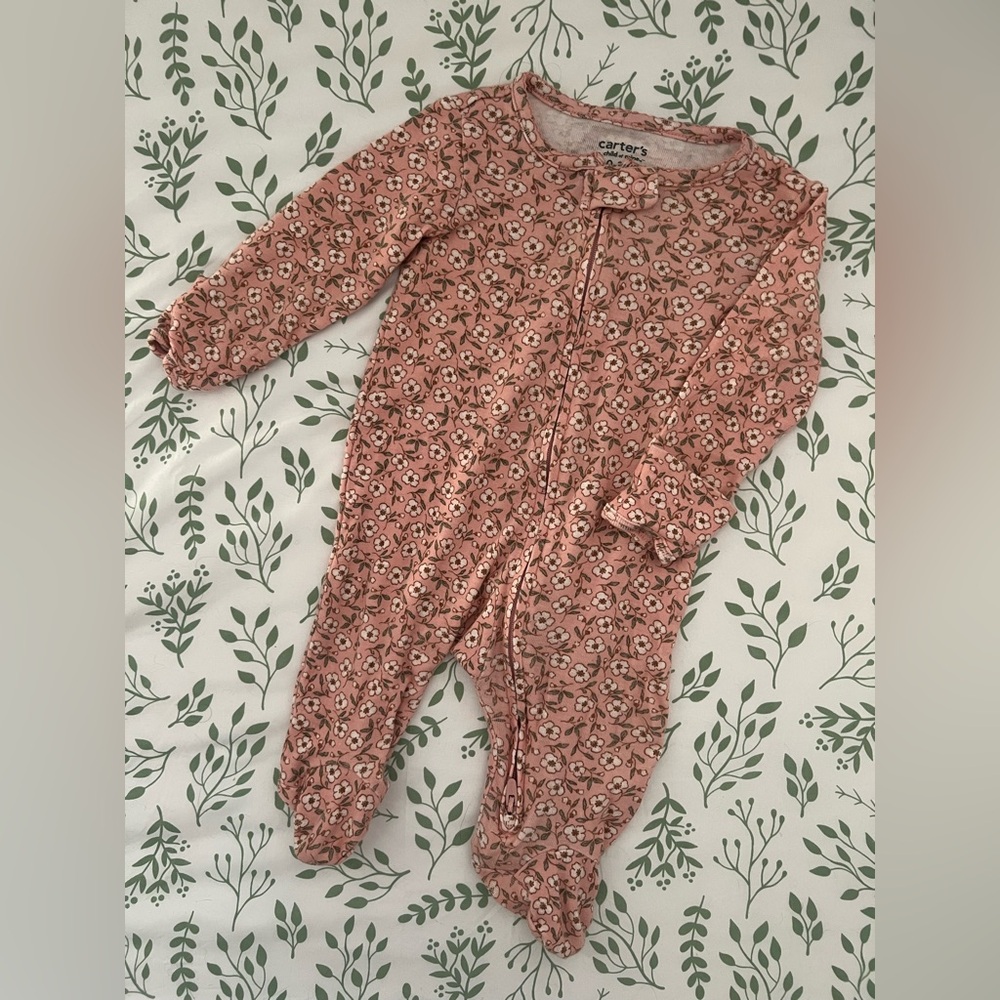 Carter's Pink Floral Footed One Piece